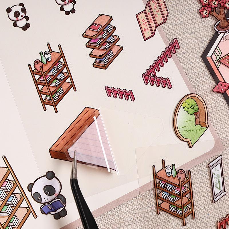 1 Набор Креативных Наклеек для Питомцев 3D Милые Мультяшные Наклейки для DIY Сцены, Ландшафтного Дизайна, Декора, Кавайные Наклейки с Пандой, Подарки