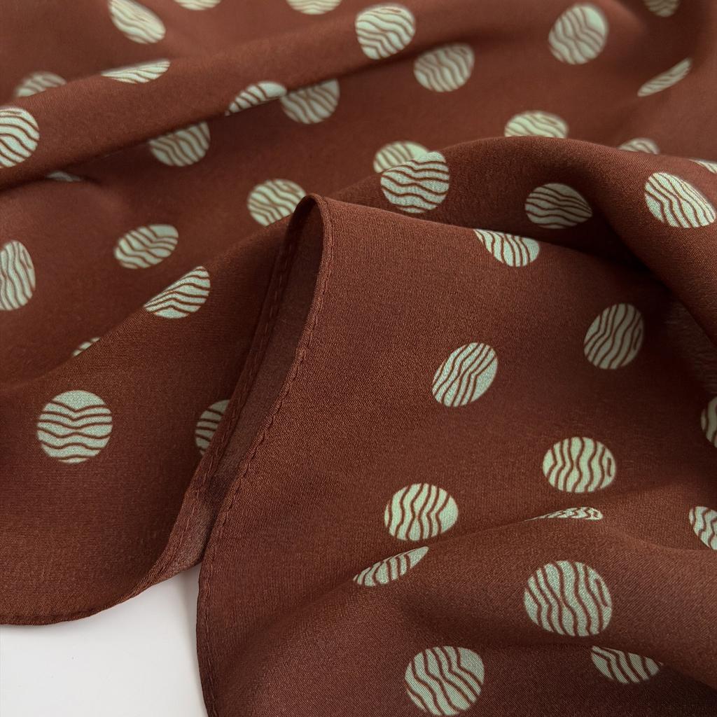 Retro Mocha Polka Dot Silk Scarf Women's Small Square Scarf Versatile Neck Premium Spring and Summer New Printed Scarf