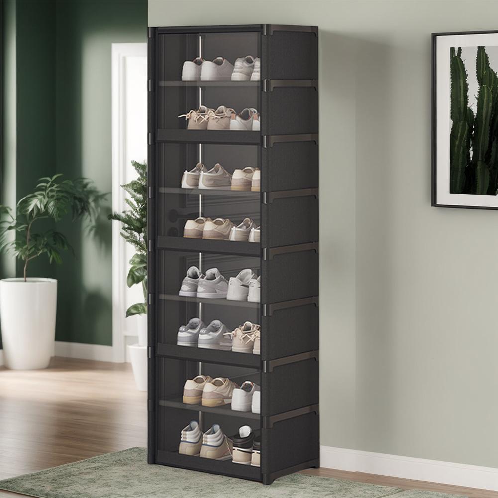 9-Tier Shoe Rack Organizer with Clear Cover Vertical Narrow Shoe Rack Organizer Shoe Shelf Shoe Stand Holder for Closet Entryway