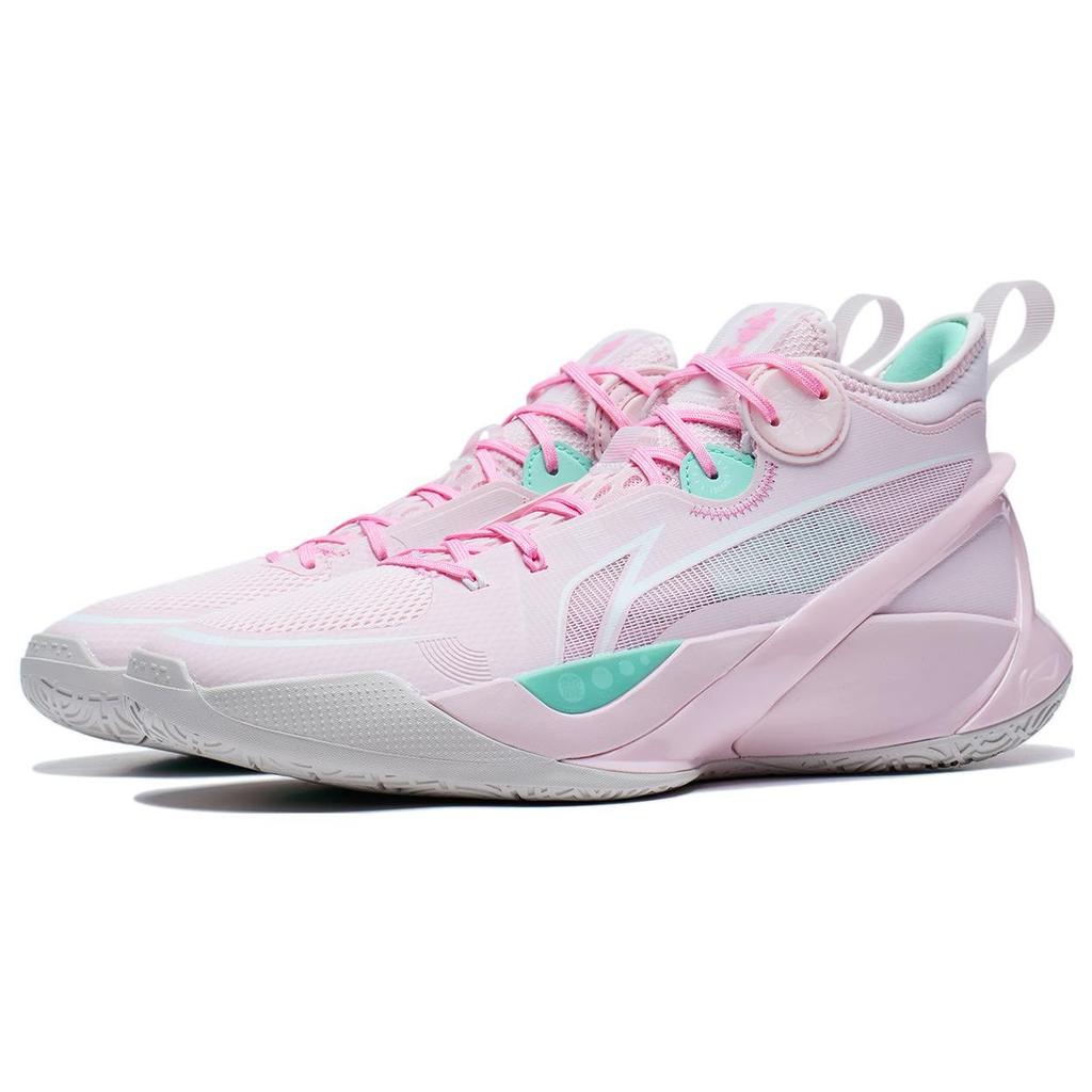 Li Ning Sonic 10 Fabric Shock Absorption Non-Slip Mid-Top Basketball Shoes Unisex Basketball Shoes Primrose-Pink ABAS069-51