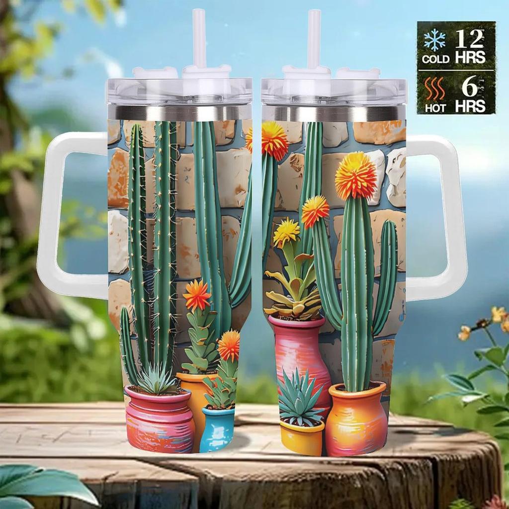 40oz Large Tumbler with Straw and Handle for Sports and Outdoor Activities