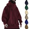 Men's Solid Vintage Hooded High Neck Loose High Street Hip Hop Pullover Sweatshirt