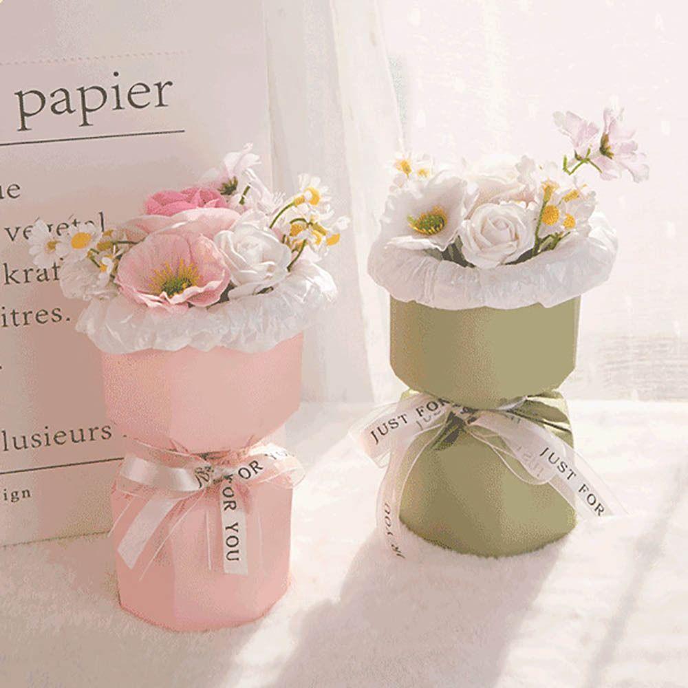 Carnation Rose Bouquet Artificial Hand Holding Soap Flower Decoration Fake Flower  Valentine Day