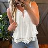 Women Summer Round Neck Sleeveless Lace Vests