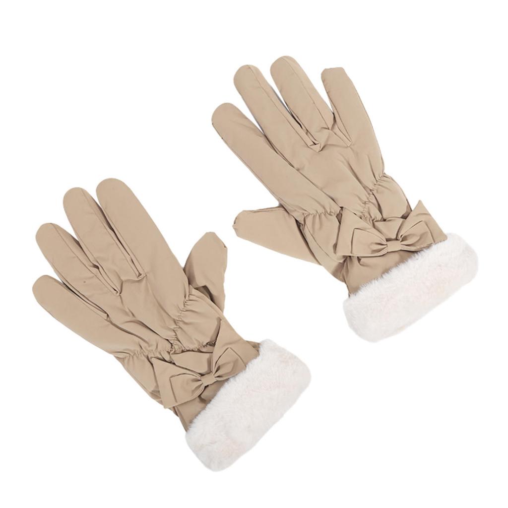 Женские лыжные перчатки Зимние флисовые Утепленные Теплые Плюшевые Полиэстеровые Водонепроницаемые Перчатки с сенсорным экраном для Катания на открытом воздухе Альпинизма