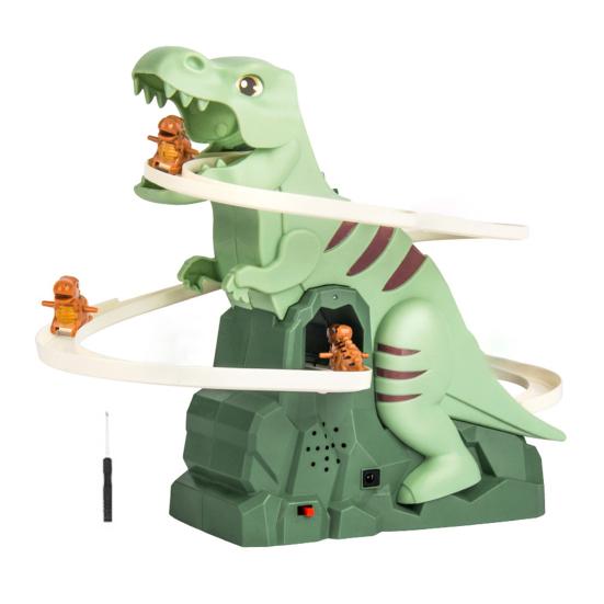 Электрическая игрушка-горка с динозавром и светомузыкой, мультяшный динозавр, автоматическая лестница