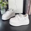 Muffin Platform White Shoes Women's 2025 New Fashionable Versatile Small Height Increase Breathable Casual Sports Shoes