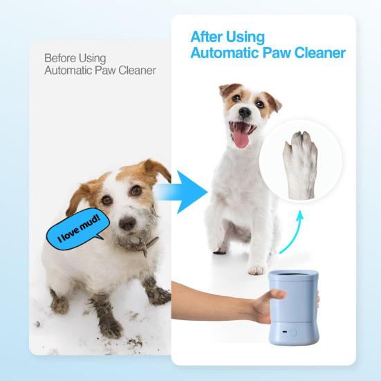 Automatic Dog Paw Cleaner USB Rechargeable Dog Paw Washing Cup Silicone Muddy Foot Cleaning Machine for Small Medium Large Cats Dogs