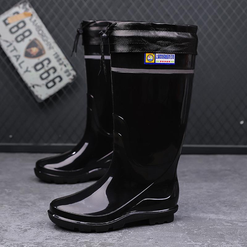 Дождевики мужские осенне-зимние водонепроницаемые и нескользящие бархатные высокие резиновые туфли мужские кухонные, рыболовные, рабочие, для отдыха на природе, водные туфли