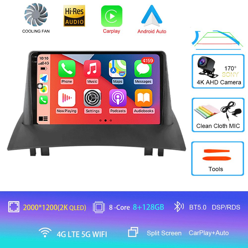 Android 14 2 Din автомобильное радио для Renault Megane 2 2002-2009 Мультимедийный видеоплеер Навигация GPS стерео головное устройство