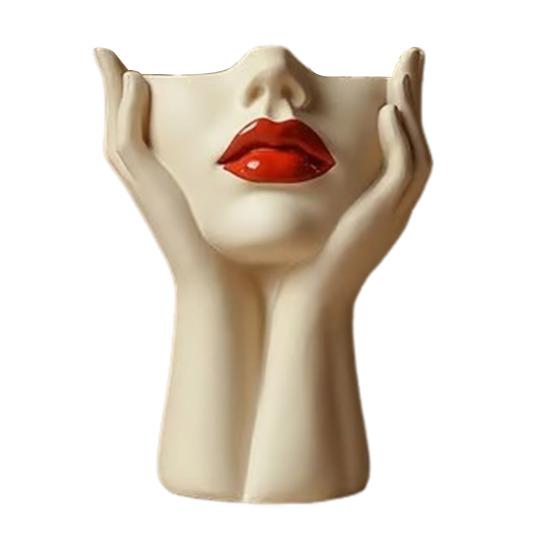 Держатель для ручек с женским контуром, художественная ваза ручной работы в форме женской головы, минималистичный держатель для кистей для макияжа для дома, гостиной, книжной полки, декора