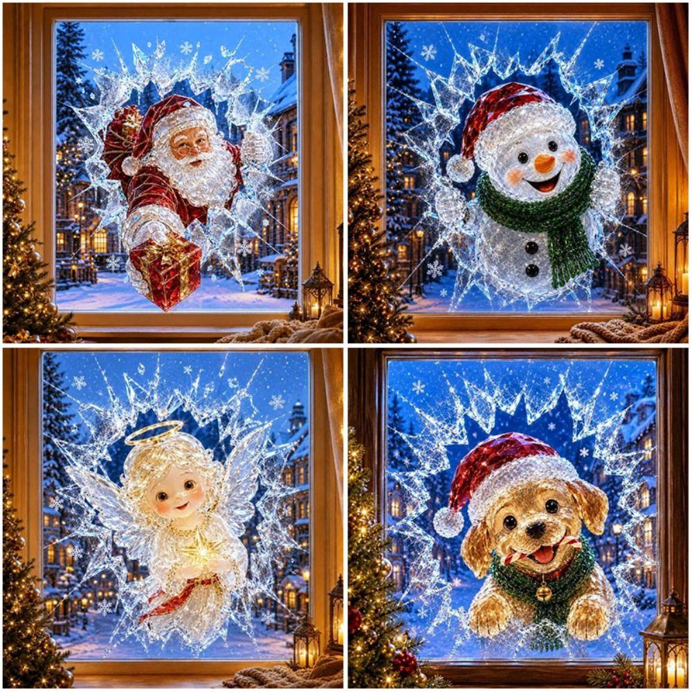 Reusable Window Sticker 3D Break Through Christmas Decoration Christmas Window Decals Window Decor