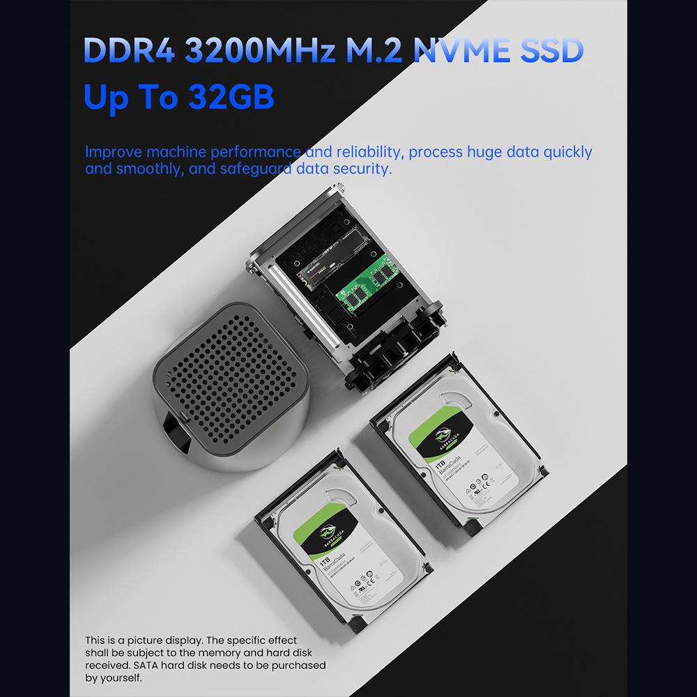 Мини-ПК AOOSTAR R7 NAS, AMD Ryzen 7 5825U 8 ядер Макс. 4,5 ГГц, 16 ГБ ОЗУ DDR4 512 ГБ SSD