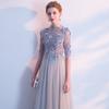 Grey evening dress 1011 new host banquet slim sexy long performance graduation dress dress spring