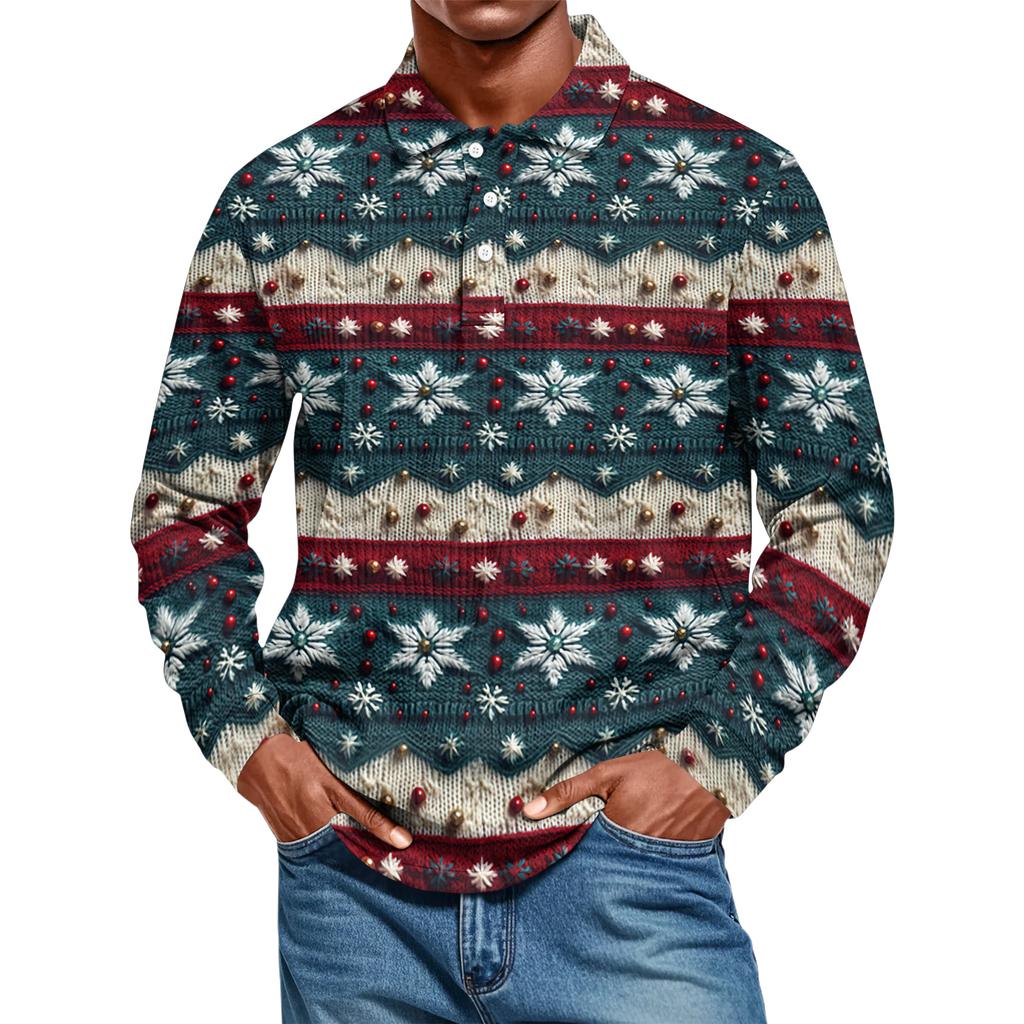 Men's Casual Style Solid Color Loose Shirt Long-sleeved Top