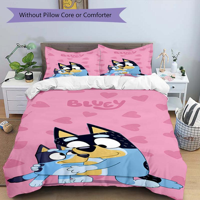 3pcs Bluey Bedding Set Duvet Cover Closure Includes 1 Duvet Cover & 2 Pillowcases, Soft and Comfortable for All Seasons.