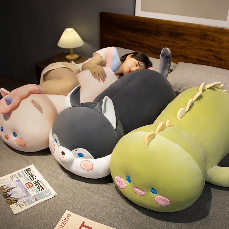 Большая Мягкая Подушка Хаски Плюшевая Игрушка Кукла Динозавр Единорог Кукла Девочка Тряпичная Кукла