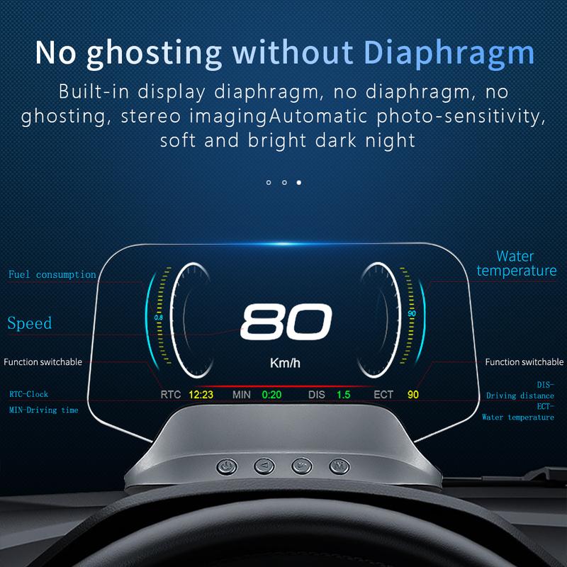 C3 Навигационное зеркало HUD Автомобильный проектор на лобовое стекло с OBD2 HD GPS-навигацией Bluetooth Сигнализация