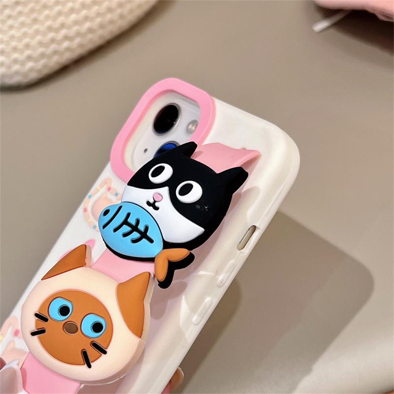 Мультяшная кошка Браслет Чехол для iPhone 14/13/12/17/16/15PROMAX Защита от падения