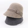 Autumn Winter New Pure Color Equestrian Hat High Quality All Wool Fisherman Hat Hat Women Fashion Metal Buckle Warm Hat