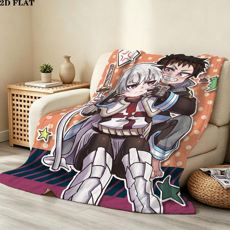 1PC Fire Force Patterned Flannel Blanket Suitable For All Seasons For Home Decor Warmth And Comfort Gifts Holiday Present
