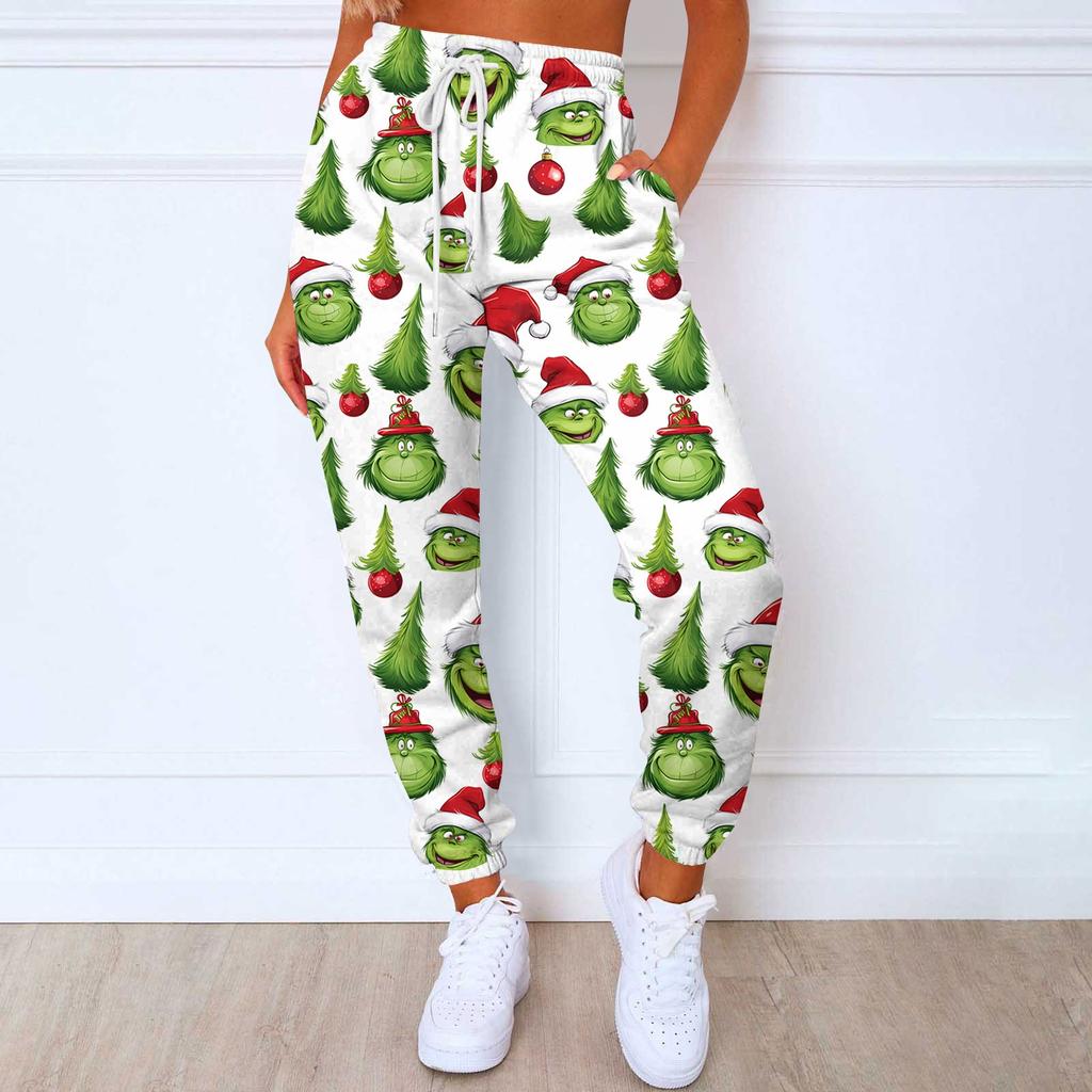 Женские модные спортивные повседневные спортивные штаны с карманами и шнурком с принтом