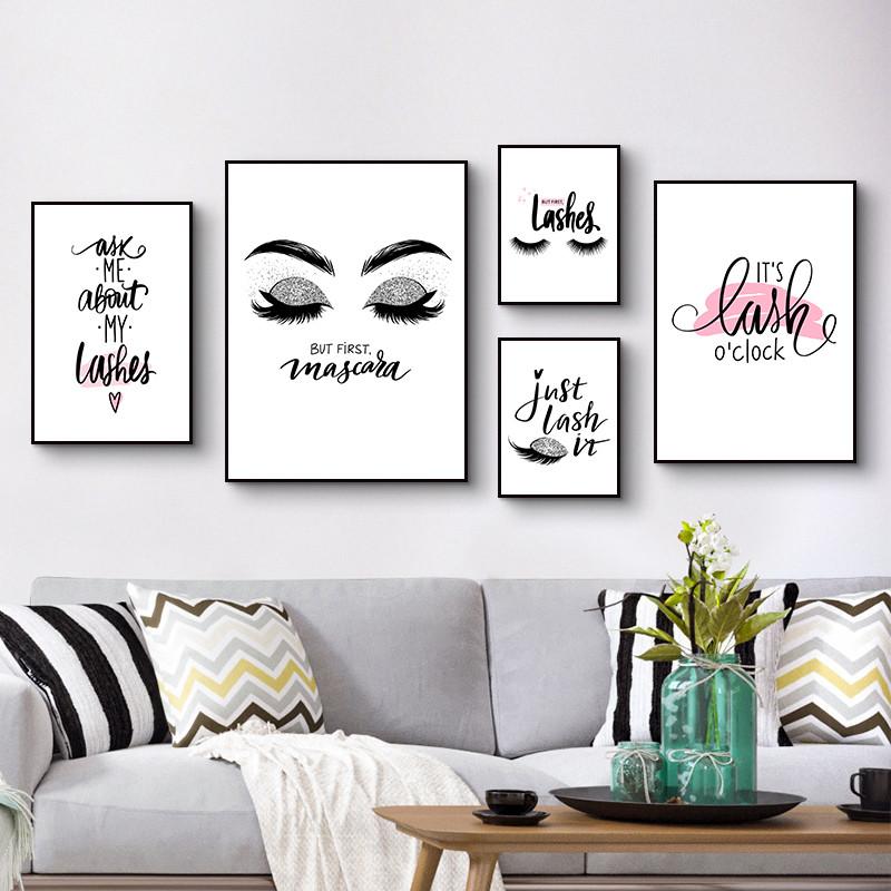 Красивые ресницы с принтами, иллюстрация для макияжа, красота, постер, декор, художественная картина на холсте, спа-салон, студия, Настенный декор HD3118