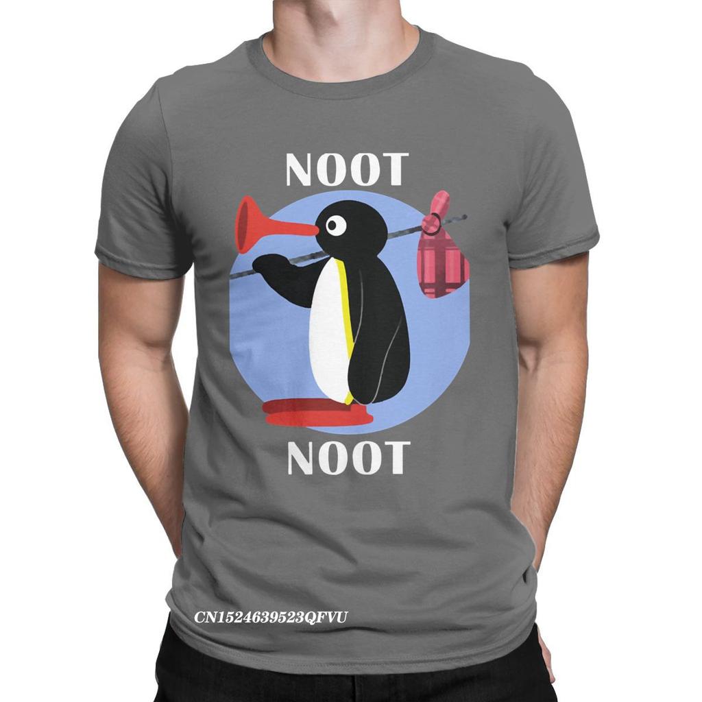 Футболка Noot Noot Pingu Мужская Женская Хлопковая Винтажная Футболка Круглый Вырез Футболка с Пингвином Одежда Харадзюку Классика