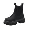 3233 Autumn and Winter Velvet Leather Martin Boots for Women, Korean Version of Thick-soled One-pedal Cigarette Boots for Women, Casual Small Size Sh