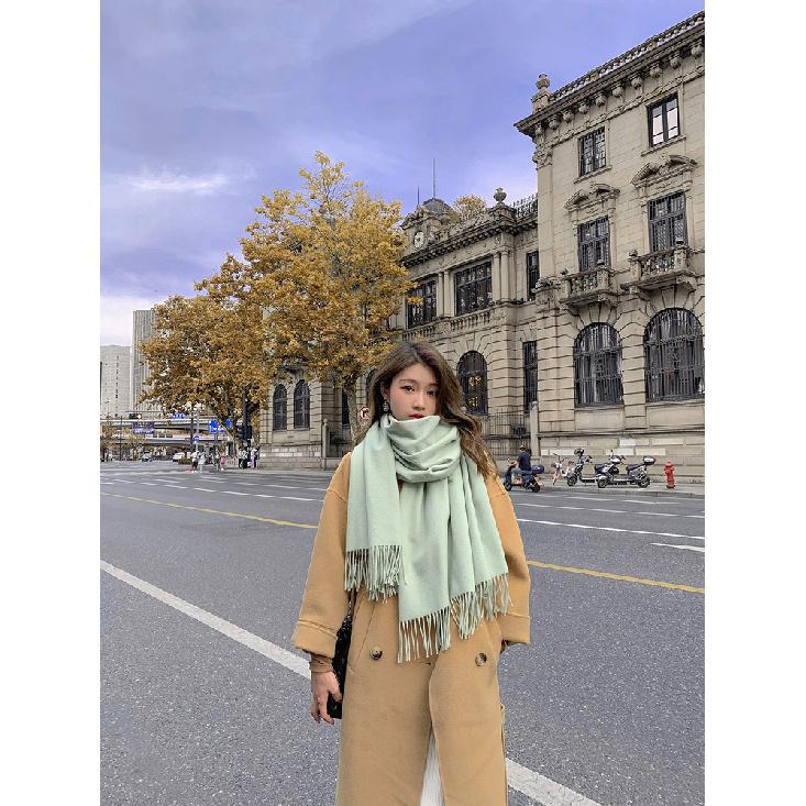 Женский толстый теплый однотонный шарф осень-зима новый стиль кашемировый шарф универсальный шерстяной шарф