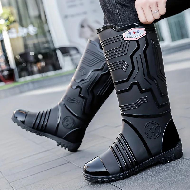 MEN'S High Quality PVC Waterproof Rain Boots Comfortable Non-slip Durable Garden Shoes Chunky Fishing Outdoor Activities Shoes