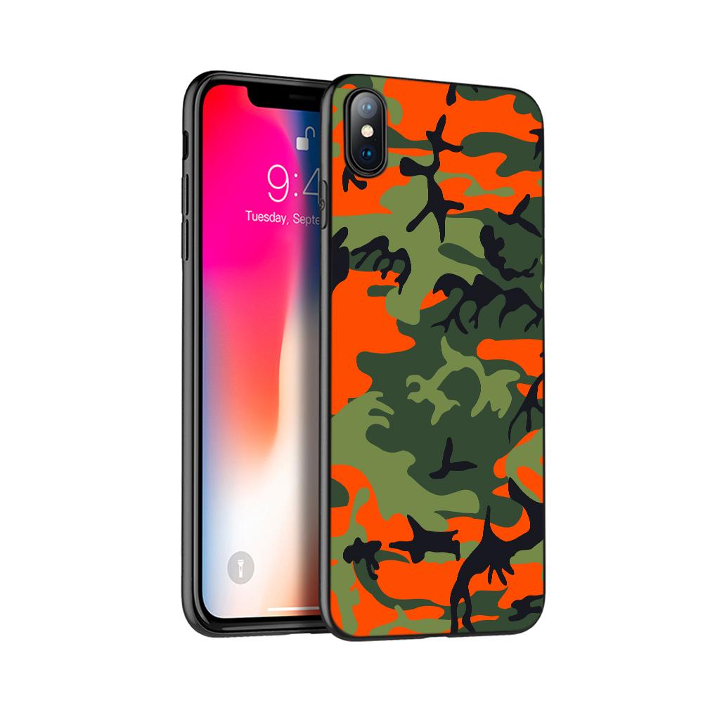 Черный чехол из ТПУ для iPhone 5 5S SE 2020 6 6s 7 8 plus x 10, чехол для iPhone XR XS 11 pro MAX с камуфляжным рисунком, армейский камуфляж