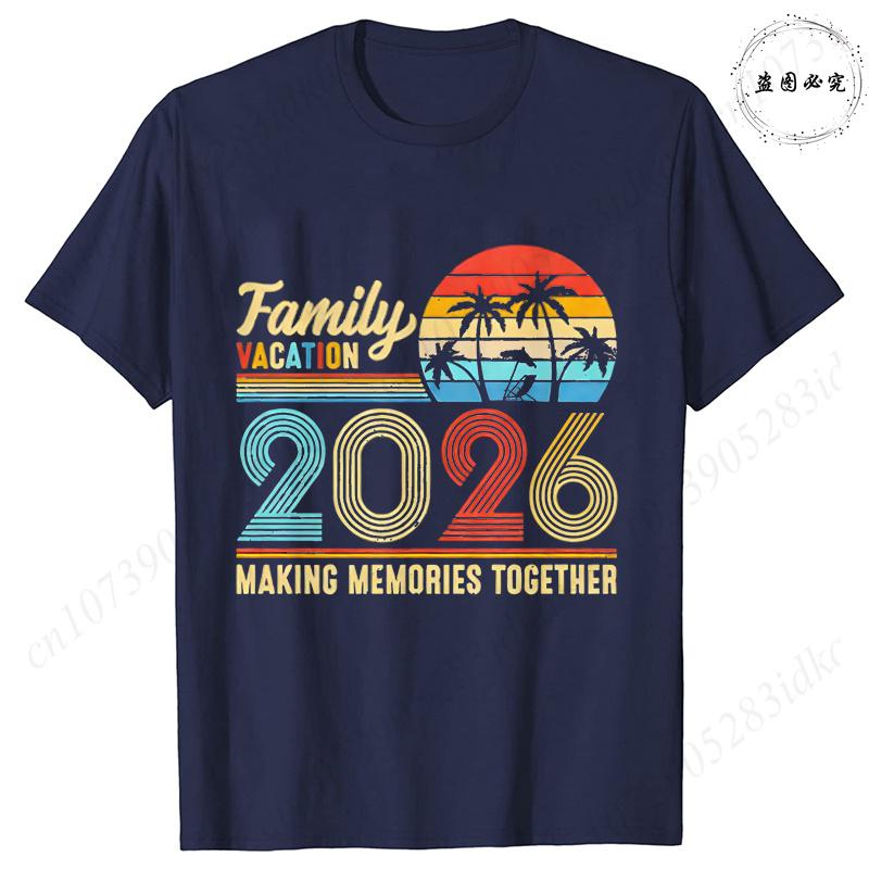 Family Vacation 2026 Retro T-shirts: Vintage Sunset Palm Graphic Tops Fashion Unisex & Unisex Making Memories Together Vacation Tees