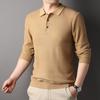 Spring and Autumn Mid-Young Men's Long Sleeve T-Shirt Lapel Casual Pullover Long Sleeve Casual Fashion T-shirt Top