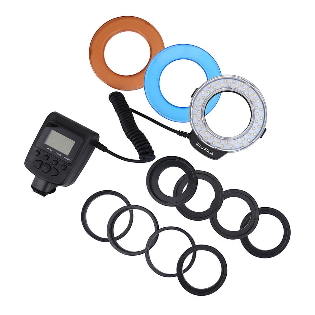 Portable LED Ring Flash Battery Operated Fill Light with Color Filters Adapter Photography