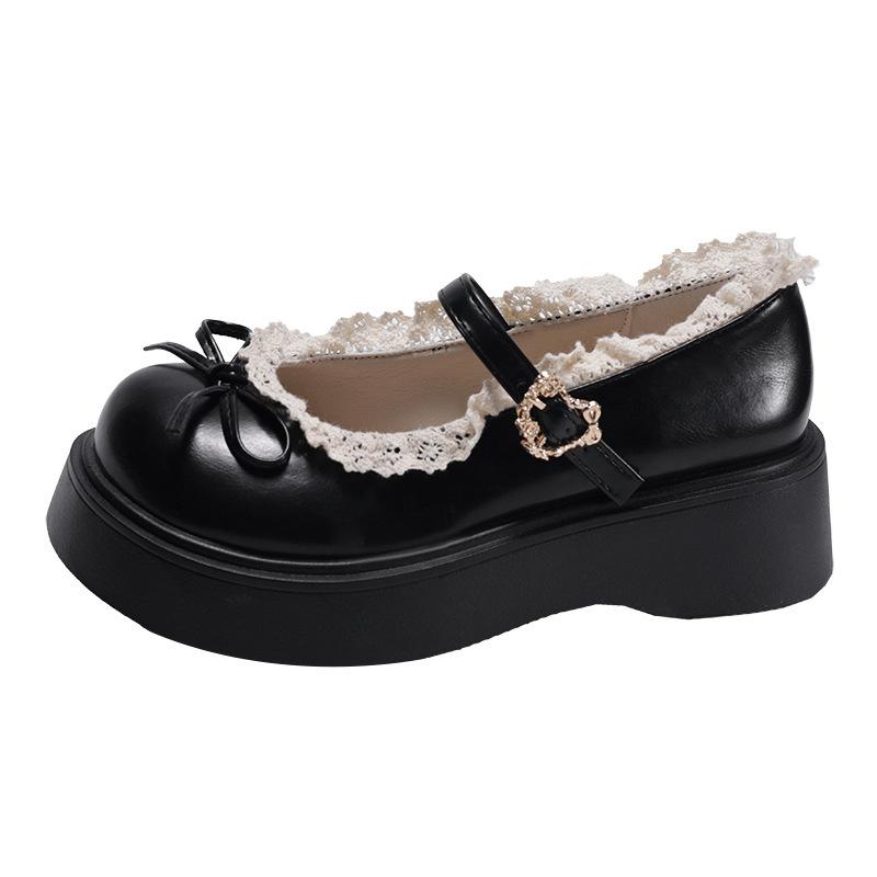 Французские коричневые туфли на круглой платформе с круглым носком, женские, новая весенняя универсальная юбка 2025 года, туфли Мэри Джейн с неглубоким вырезом