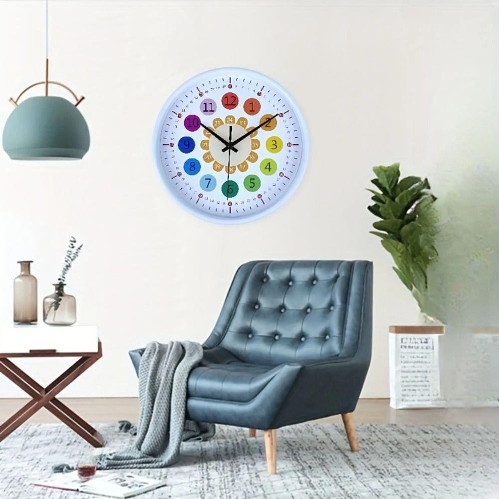 Silent Learning Clock Punch-free Electronic Color Clock Large Dial Wall Clock  Gift
