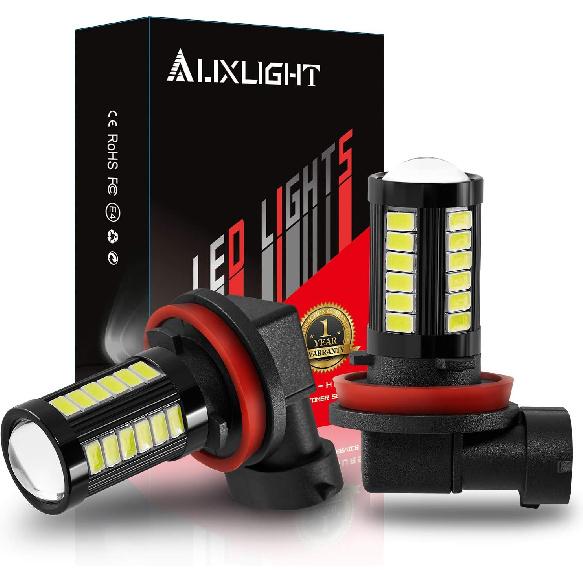 AUXLIGHT H11 H8 H11LL H8LL H16 (Japanese) LED Fog Light Bulbs 6000K Xenon White, Super Bright 2800 Lumens 33-SMD Chips LED Daytime Running Lights DRL