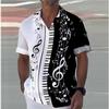 Летняя рубашка Note Piano с 3D-принтом Streetwear Мужская Женская Модная Оверсайз с Коротким Рукавом Топы Одежда XS-5XL