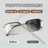 New Trend Photochromic Reading Glasses Half Frame Eye Protection Sunglasses Far-sighted Color Changing Outdoor Anti-UV Eyewear