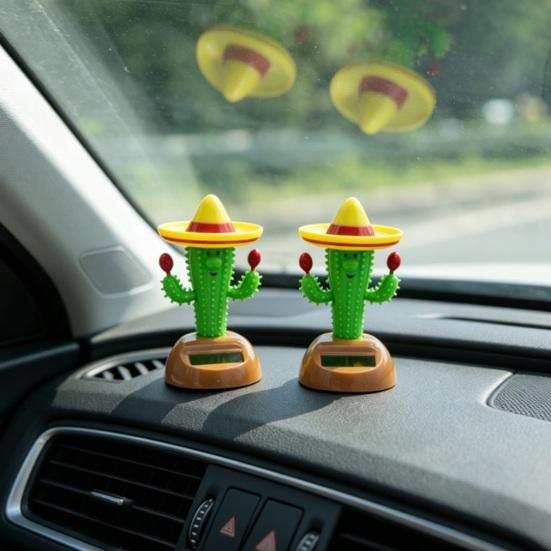 Solar Cactus Swinging Figure, Solar Powered Dance Plant for Car Dashboard Desk Shelf, Funny Bouncing Bouncing Toy for Home Office Living Room