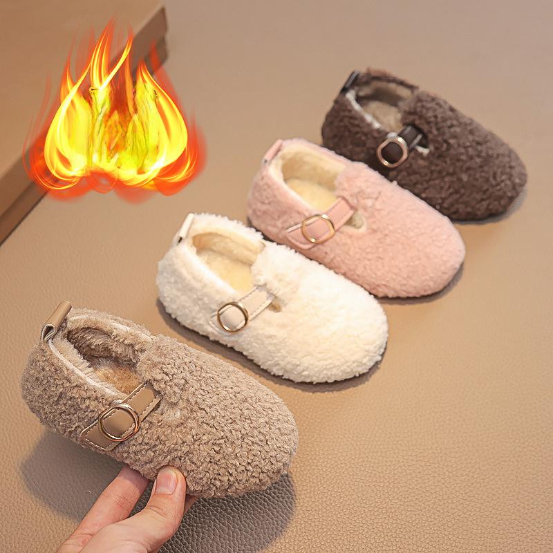 Детская хлопковая обувь Zapatos Niña Velvet 2024 года, зимняя новая домашняя обувь для мальчиков, теплая повседневная обувь для девочек, нескользящая детская обувь, обувь для младенцев