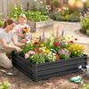 Garden Bed, Planter Box with Steel Housing, Grey, 120 x 120 x 30 cm