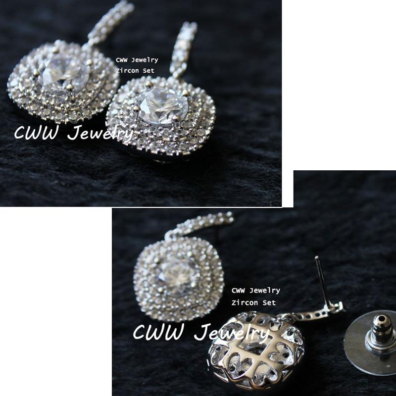 Ircons Mirco Paved Full Cubic Zirconia Square Shiny White CZ Stone Dangle Drop Earrings for Women Classic Chic Jewelry CZ045