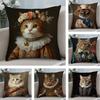 Ренессанс Королевский Кот Смешная Наволочка Плюшевая Ткань Мягкая Наволочка Двусторонняя Печать Чехол для Подушки Бытовые Подарки