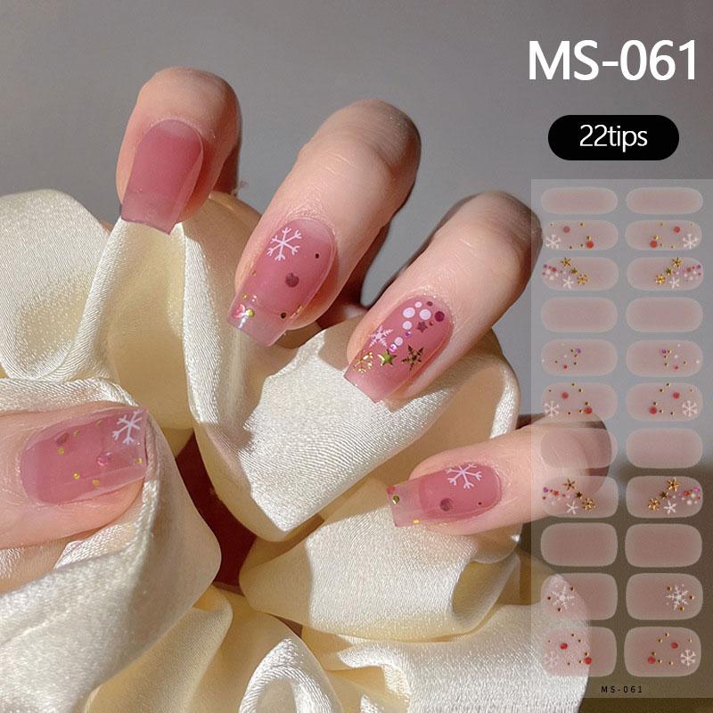 Milky Jelly White Full Cover Nail Stickers Fashion Gradient Adhesive Heart Nail Polish Wraps Women DIY Manicure