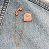 New Enamel Pin Pink Telephone with Chain Old School Metal Plug Gift Birthday 1 Piece