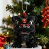 Yousheng Car Pendant with Metal Chain Lion Dance Design Plush Fabric Car Charm Keychain Bag Accessory Good Fortune Decoration