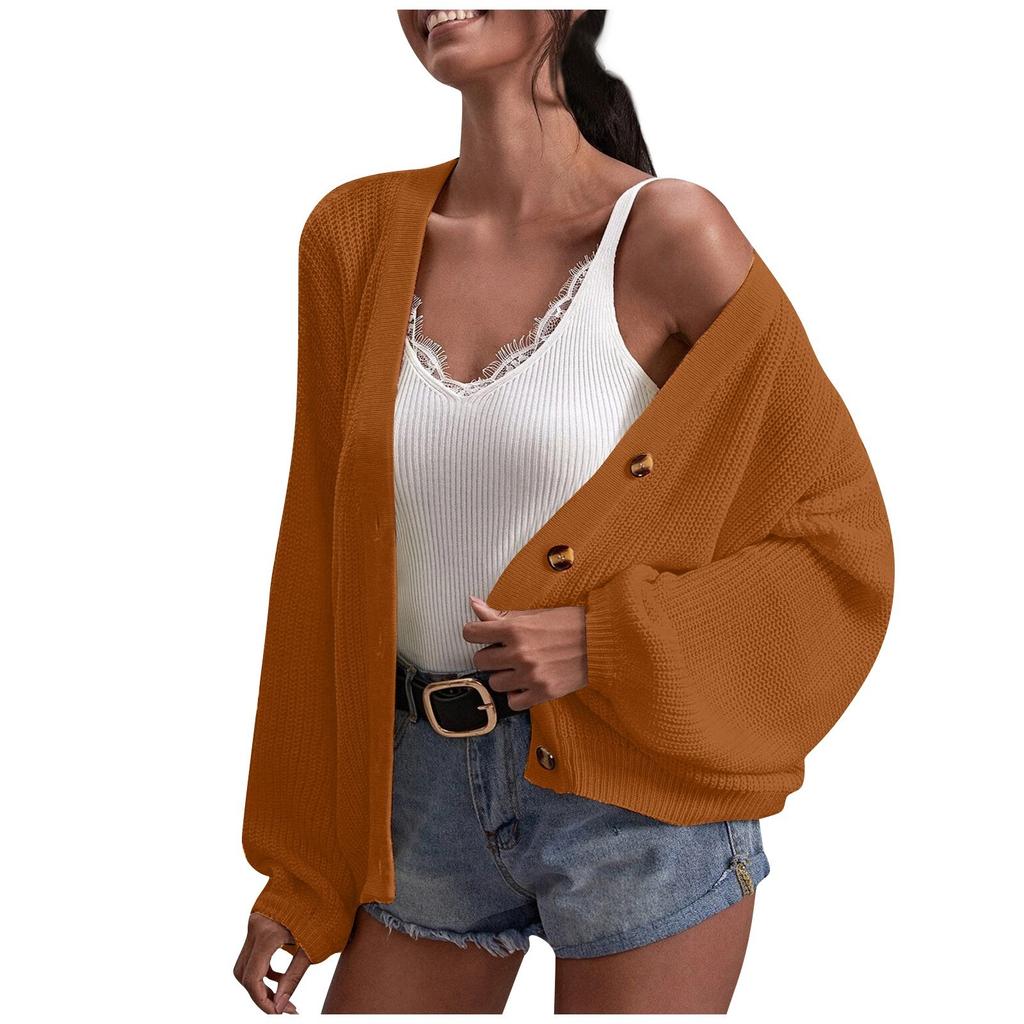 Женская мода, повседневный однотонный кардиган с длинными рукавами и пуговицами на груди, топы, куртка