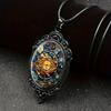 Готическое стеклянное ожерелье с подвеской с цветочным узором, ожерелье на веревочной цепочке, ювелирные аксессуары